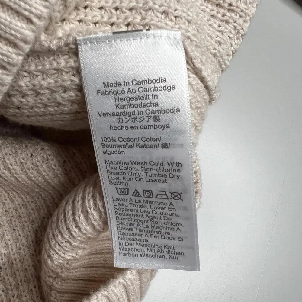 J.Crew Men’s Cotton Half Zip Sweater Cream Beige Pullover‎ Size L